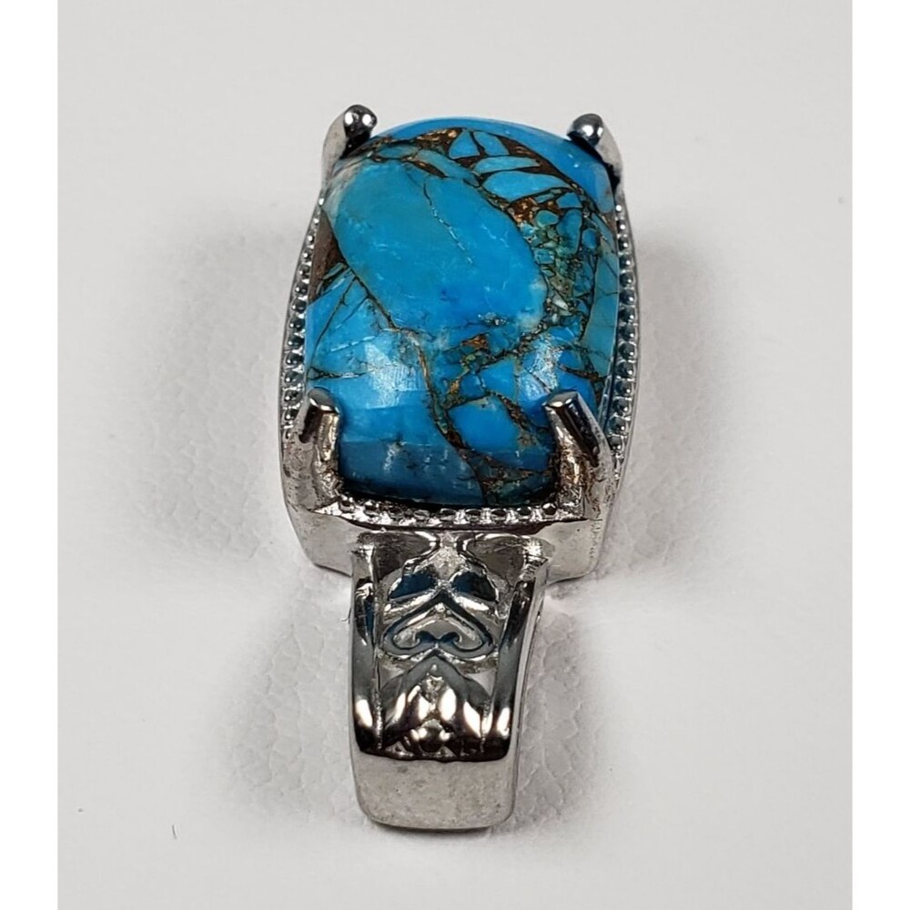 Vintage Signed CU Mojave Blue Turquoise Solitaire 6.25 ctw Pendant - Picture 6 of 15